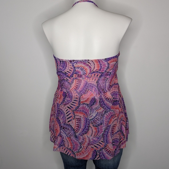 Croft & Barrow Pink Purple Butterfly Wing Sheer Split Front Tankini Bikini 14 - Picture 5 of 9